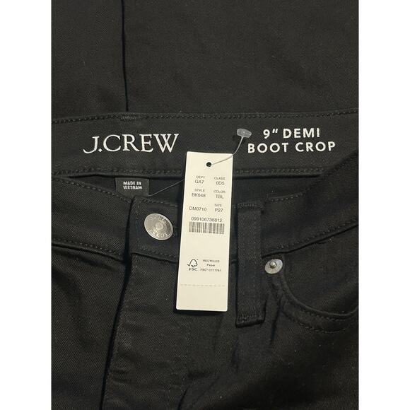 J Crew 9” Demi Boot Crop Jeans Mid Rise Stay Black Wash Raw Hem Women Size 26 - Picture 6 of 9